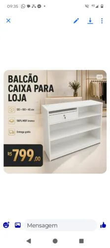 BALCÃO CAIXA MDF NOVO COM 1 GAVETA E CHAVE