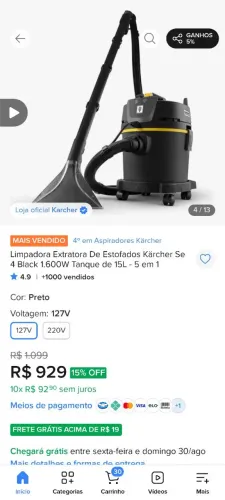 Aspirador extratora para estofados