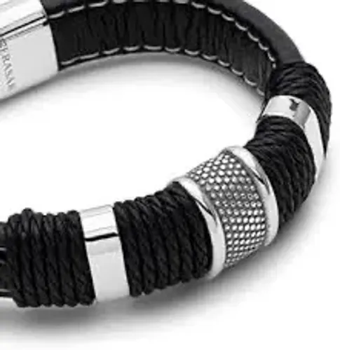 2 Pulseira Masculina Inox e Couro