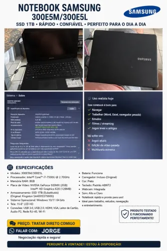 VENDO NOTEBOOK SANSUNG
