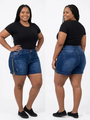 Shorts jeans plus size feminino 52