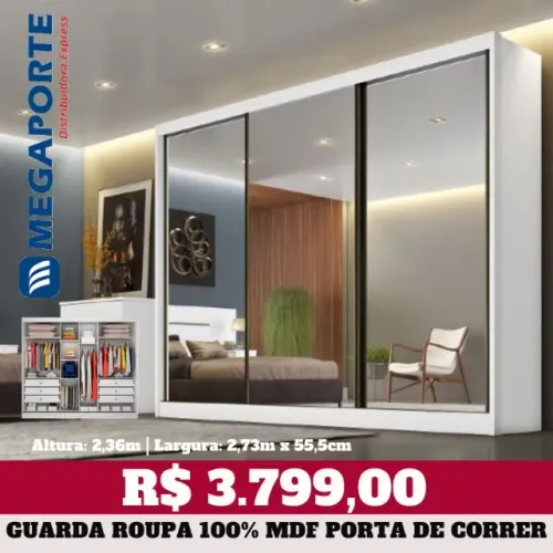 Guarda Roupa Casal 100% MDF 3 Portas com Espelho 6 Gavetas (Novo) Entrega Grátis!  