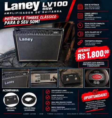 Laney LV100 65W + Celestion Rocket 50 + Footswitch Original