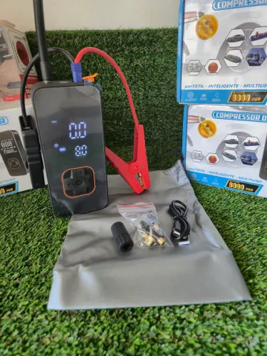 Auxiliar de partida para automóveis + Compressor Ar Portátil
