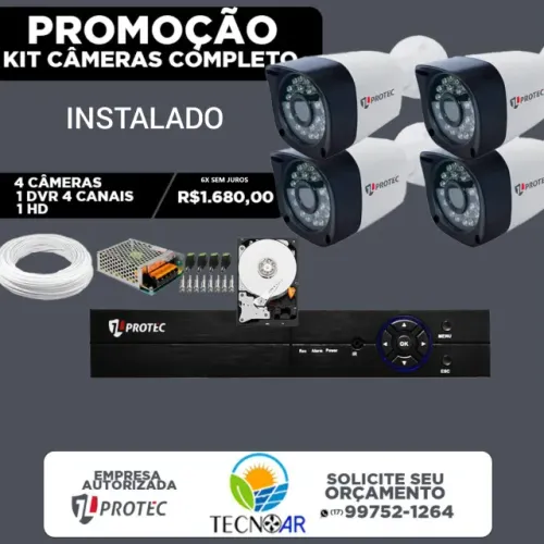 kit com 4 cameras de segurança jl protec já instaladas em até 12x 