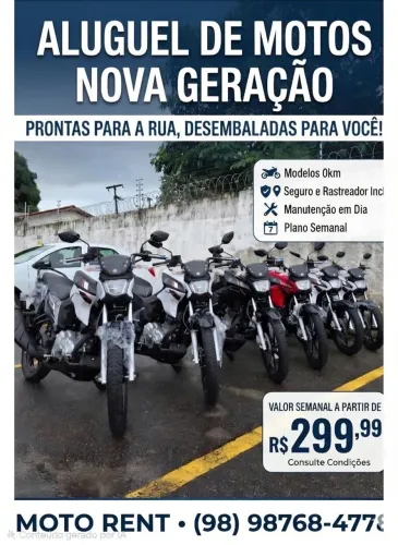 Aluguel de motos RAPIDO/DISPONÍVEL!!!