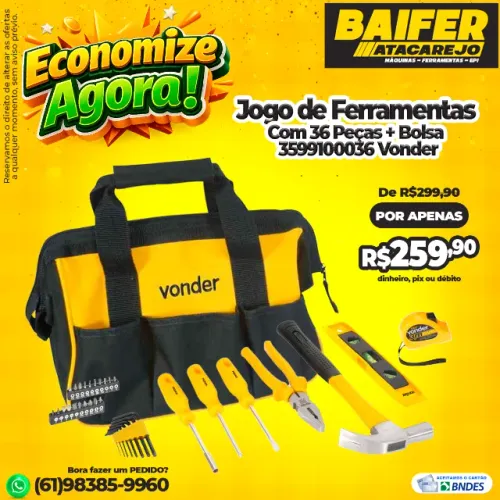 Jogo de Ferramentas Com 36 Peças + Bolsa * Vonder