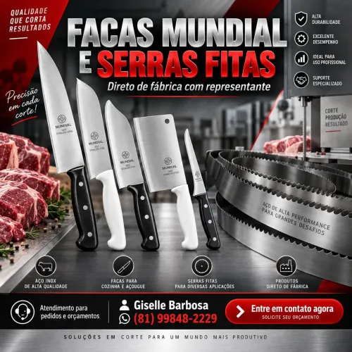 Facas Mundial e Serras Fitas | Preço de Fábrica com Representante