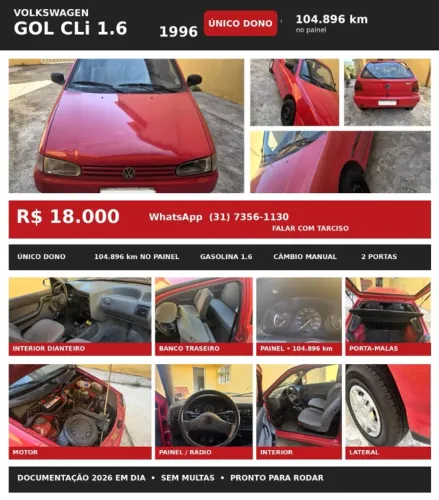 Volkswagen Gol Geração II Rolling Stones 1.6 8V 80cv Gasolina Mec. 2P 1996