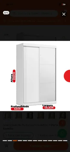 Guarda roupa com espelho, porta de correr