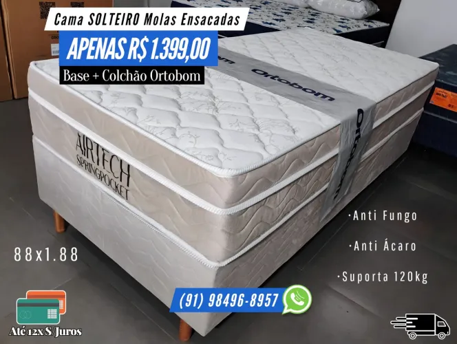 CAMA SOLTEIRO MOLAS ENSACADAS ORTOBOM