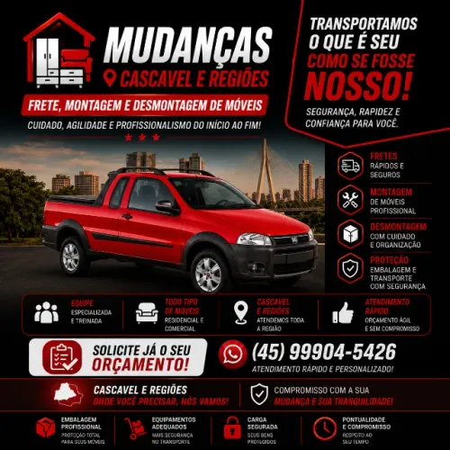 Fretes mudança e montagem e Desmontagem de Móveis 