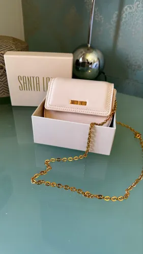 Mini Bolsa Rosa Bebê Santa Lolla com Corrente Dourada