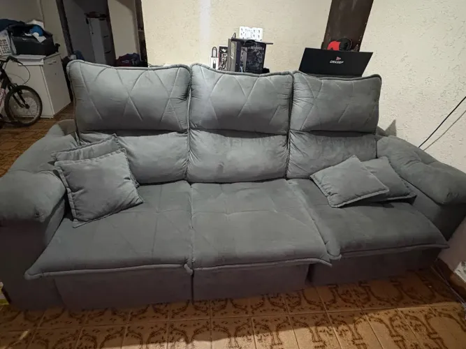Sofá Retrátil e Reclinável Trento 2,30m Cinza - King House