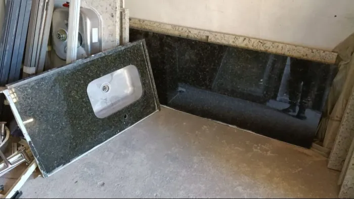 Pia de cozinha Preta verde Ubatuba 2,50 x 0,60