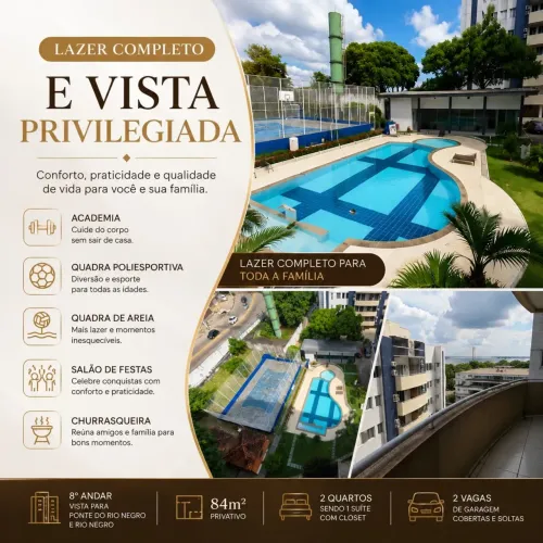 APARTAMENTO MOBILIADO NA PONTA NEGRA | 2 vagas cobertas