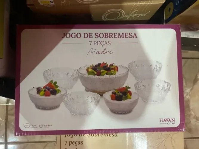 Jogo de Sobremesa Madri Havan Casa 7 Peças - Vidro