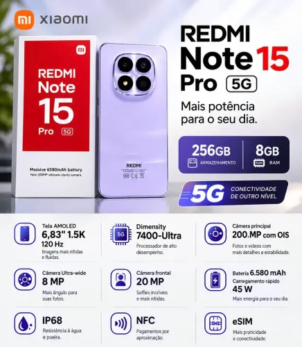 Redmi Note 15 Pro 5G 256 GB Lilás