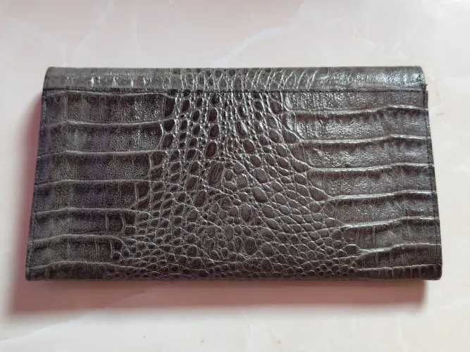 Carteira Feminina Clutch Em Couro Legítimo De Jacaré/Crocodilo