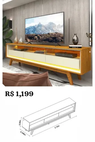 Rack bancada requinte 100% MDF com Led