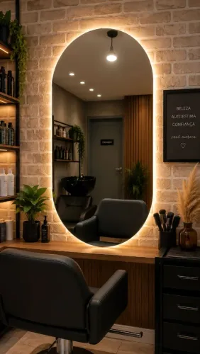 Espelhos jateados com leds 