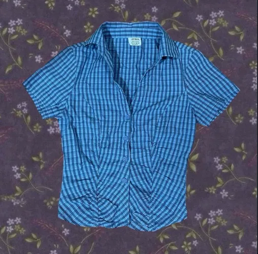 Y2K Blue Check Shirt Cotton-On