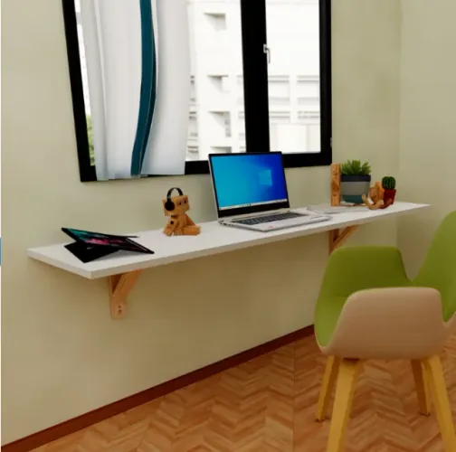 Mesa Suspensa Em Mdf Branco Estudos Home Office Computador NA CAIXA