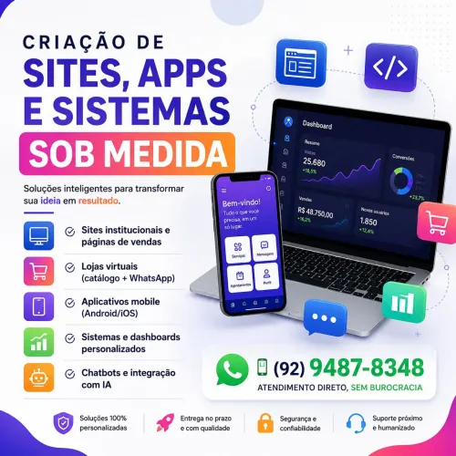 Criação de Sites, Apps e Sistemas ? Sob Medida