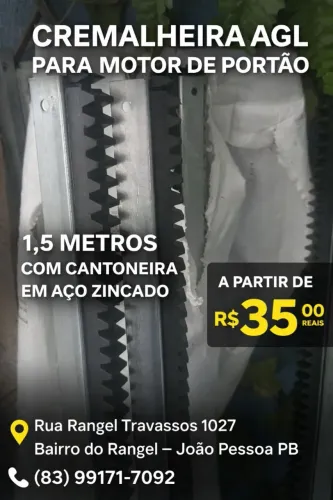CREMALHEIRA 1,5 METROS PARA MOTOR DE PORTÃO DE GARAGEM AGL UNIVERSAL,