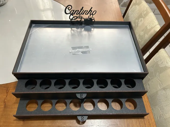 Bandeja Espelhada Porta Cápsulas Dolce Gusto 80 - 2 gavetas  MDF Preta