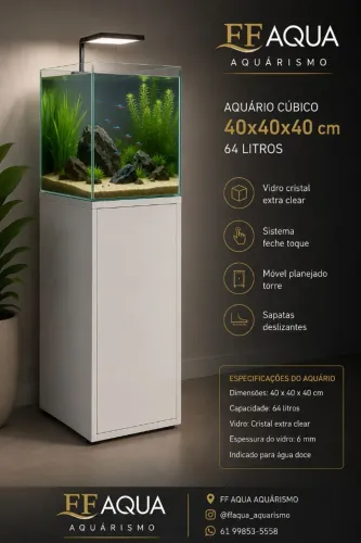 Aquário  40x40x40 e movel planejado 