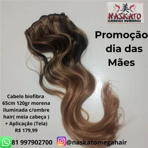 Cabelo biofibra morena iluminada 