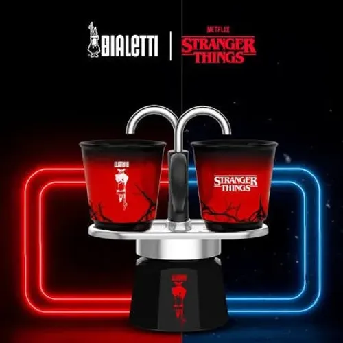 Bialetti Conjunto Mini Cafeteira com 2 Copos Stranger Things Netflix