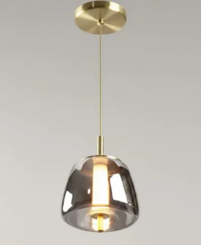 Pendente LED Petra 5W 3000K Dourado Vidro Fumê