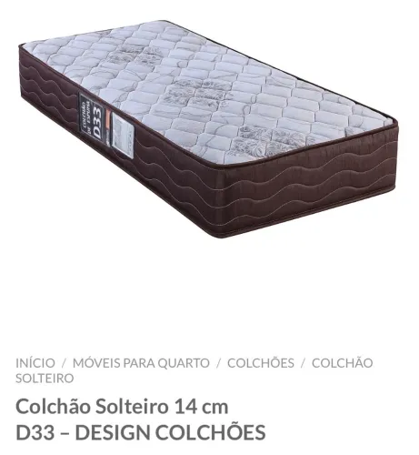 Colchão solteiro  D33 14 CM design colchões - ENTREGA HOJE !!! 