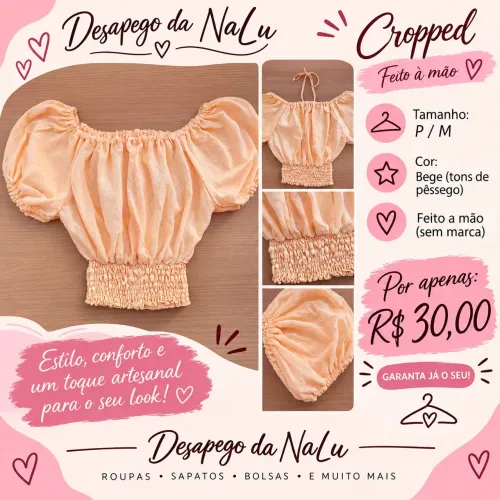 Cropped pêssego 