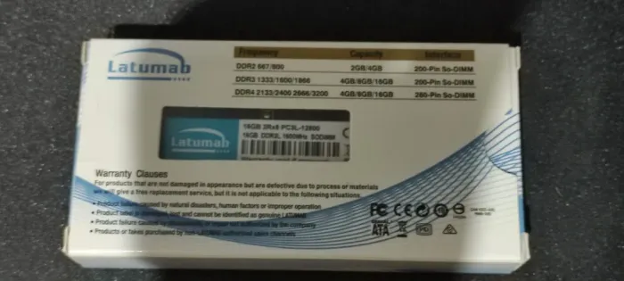 Mémoria DDR3L 1600mhz 16GB SODIMM da marca LAtumab - novo nunca usado