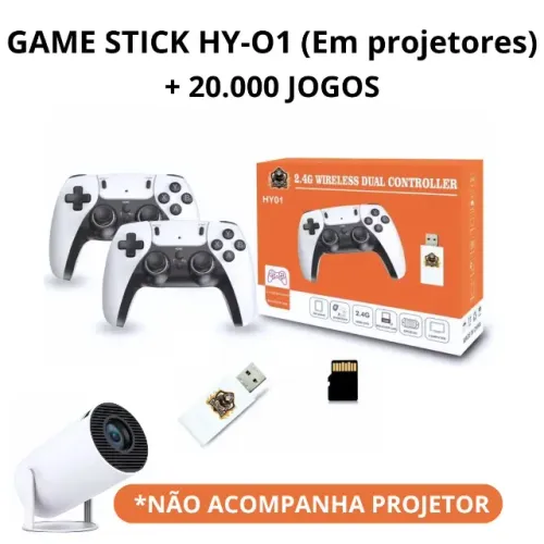 BRANCO HY-01 - Game Stick +20.000 4K Jogos Retrôs e Emuladores e 2 Controles S/ Fio (P/ Pr