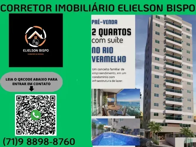 Apartamento 2/4 VISTA MAR com suite varanda e vaga privativa - RIO VERMELHOTÍTULO DO ANUN