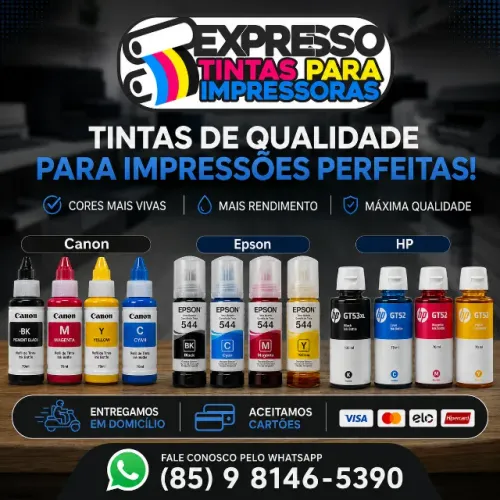 Tinta Epson Canon e HP Pronta Entrega. Fazemos Entregas E Aceitamos Cartões. Fale Conosco.