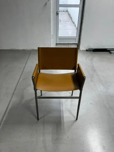 Cadeira em aço inox pintado e soleta náutica. (L) x (P) x (H) cm 58 x 52 x 79