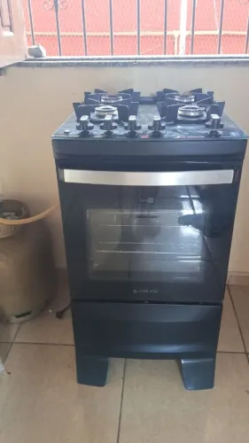 Fogão Atlas 4 bocas inox mesa de vidro