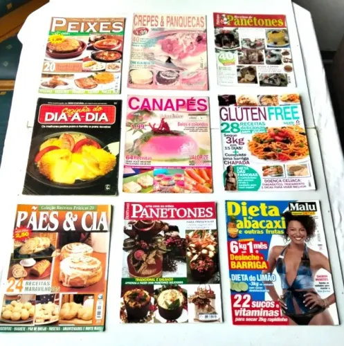 Colecionáveis - Conjunto de 9 Revistas de Culinária Variadas - Antigas 