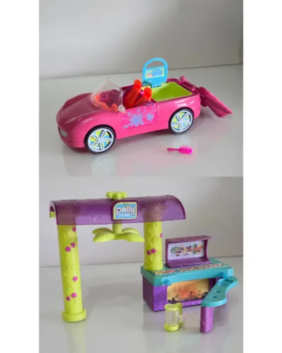 combo Polly Pocket Ultimate Pool Party 2008 carro churrasqueira Lea patio convertible