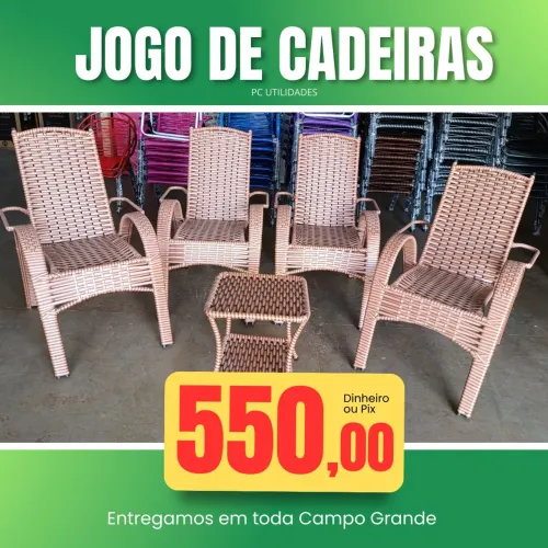 Jogo de cadeira junco sintético 