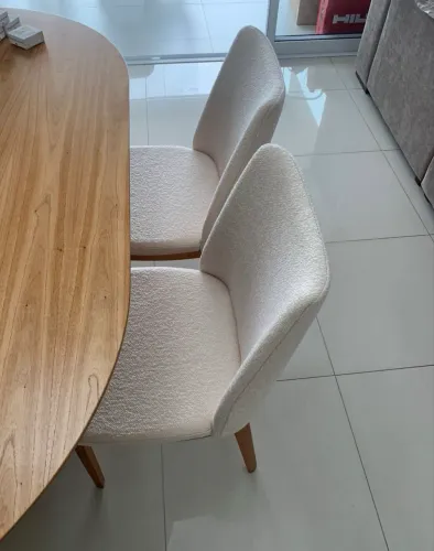 Cadeira Alto Padrão Bouclé Cru NOVO PRONTA ENTREGA