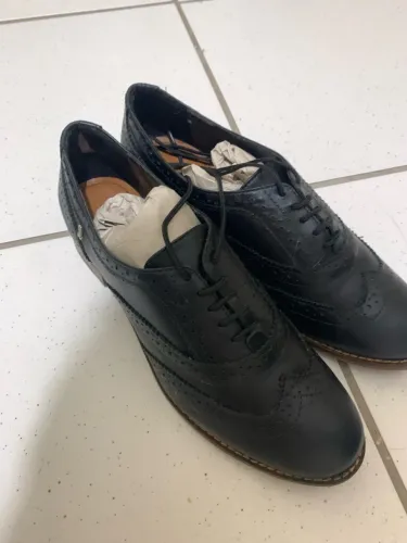 Sapato Oxford Feminino Santa Lolla Couro Preto Salto Baixo - Tamanho 38