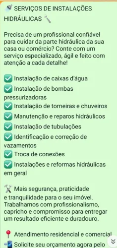 Serviços hidráulicos
