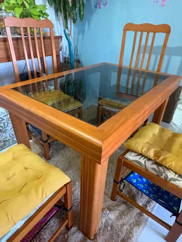 Mesa retangular tampa vidro