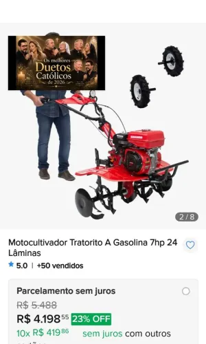 Tratorito kawashima mcg780 7hp completo com acessórios